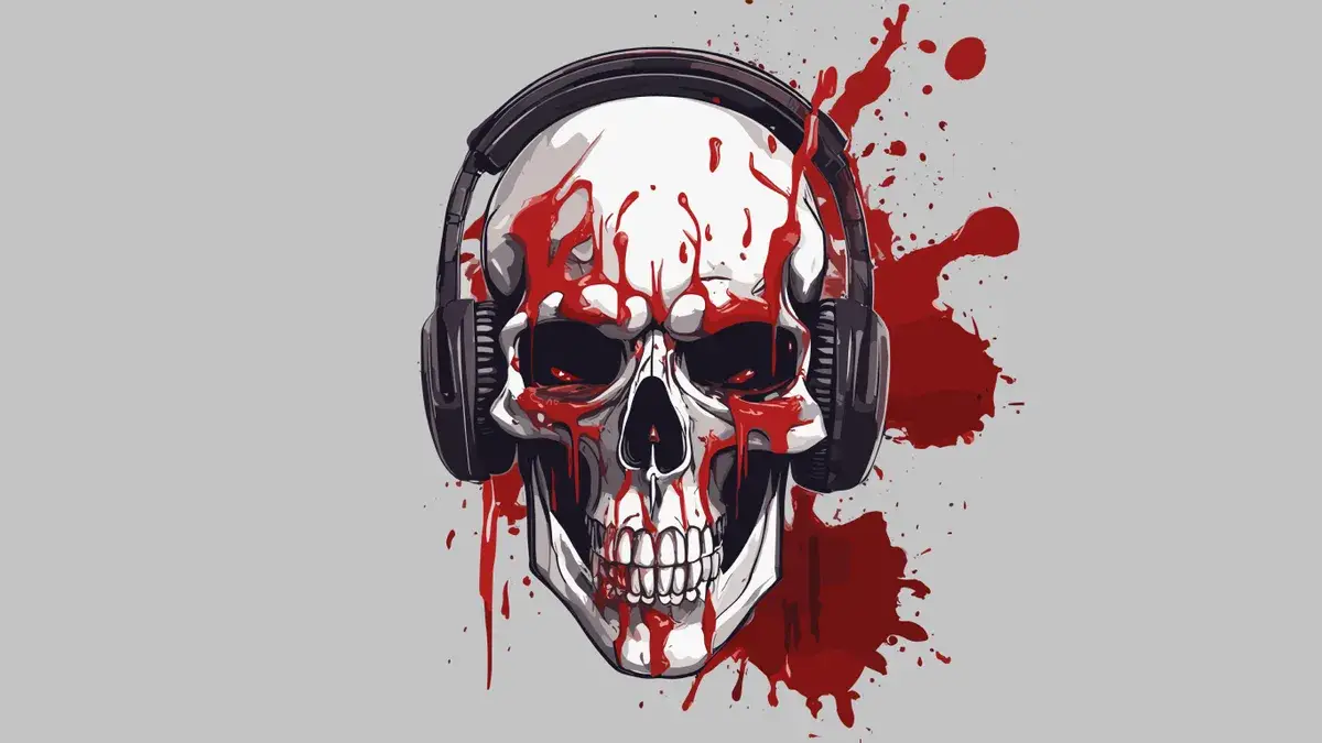 Vector art of skull with headphones