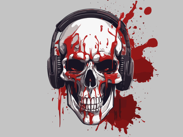 Vector art of skull with headphones